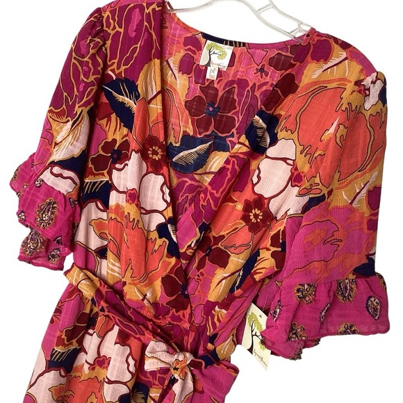 Anthropologie Fig And Flower Estilo Dress Sz L Pink Maxi Prairie Easter NWT - Picture 4 of 12